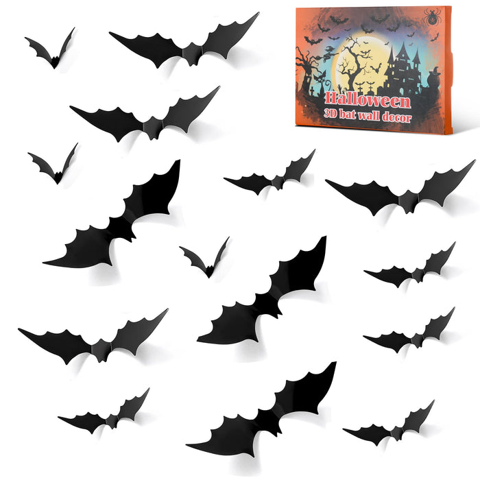 PFAMKEER Halloween Bat Stickers 120pcs 3D Black PVC Various Sizes by Deal US