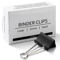 Eclirgan Large 1.9-Inch Heavy-Duty Black Binder Clips 48-Pack by Deal US