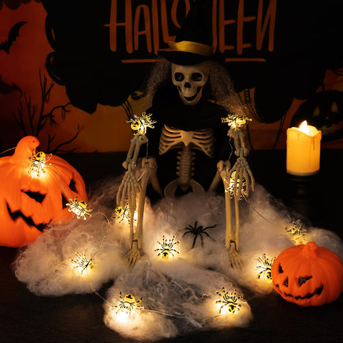 Joygoods Halloween Spider String Lights 7ft 20 LED Warm White Battery 2 Pack by Deal US