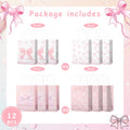 BOXOB Pink Bow Gift Bags 12pcs 8.27x6.3x3.15in Pink White Party Favor by Deal US