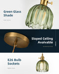 puncoll Vintage Small Pendant Light Green Glass Kitchen Island H2509-GR by Deal US