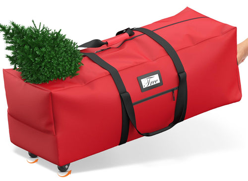 Mrrihand Christmas Tree Storage Bag Heavy-Duty 600D Oxford Red 7.5Ft by Deal US