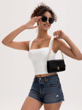 MOSSROZZ Crop Tank Top White Ribbed Athletic Slim Fit Wide Strap Size M by Deal US