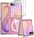 Clear Magnetic Case for Samsung Galaxy Z Flip 8 with Screen Protectors Black by Merch Section
