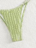 GORGLITTER Women's Lace Bikini Set Halter Triangle Thong Green Frill Size XL by Deal US