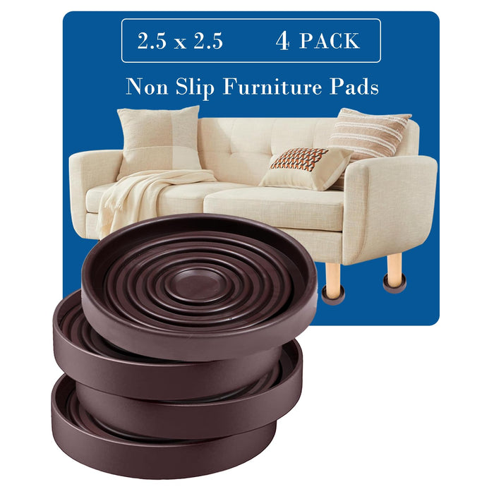 Fursafe&Q Rubber Caster Cups Non Slip Furniture Pads 3" Round 4 Pack Brown by Deal US