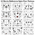 FANOST 22 Halloween Spider Face Temporary Tattoos Kids Adults Cosplay Stickers by Deal US