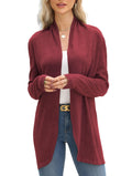 Vanfany Womens Lightweight Open Front Cardigan Knit Burgundy Size XL by Deal US