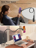 Gooseneck Phone Holder Stand for Desk Table Bed Fits 4-7 inch Phones Black by Merch Section