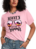 Flafens School's Out Summer Beach Graphic Teacher Shirt Cotton Short Sleeve L by Deal US