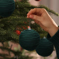 Soulchen 15 Pcs 3.15" Large Green Velvet Flocked Christmas Balls Ornaments by Deal US