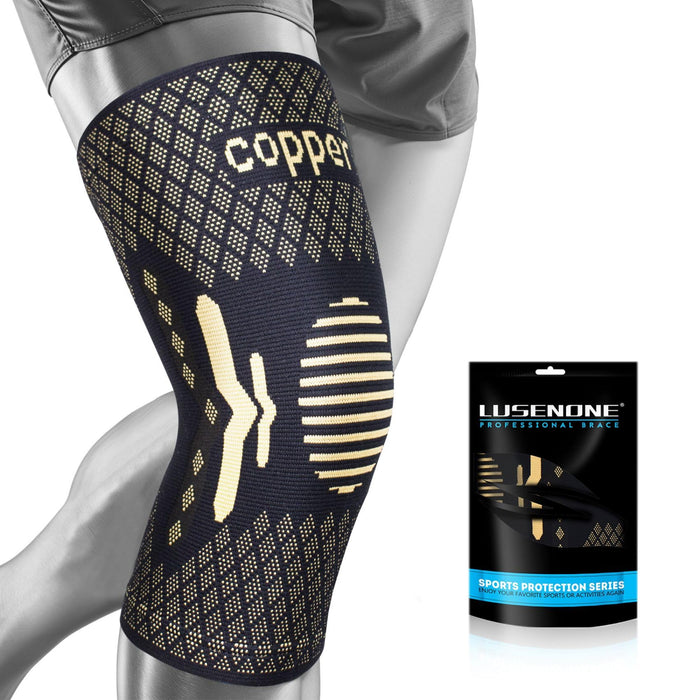 Lusenone Copper Knee Brace Compression Sleeve 2 Pack Black Size L by Deal US