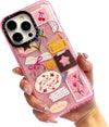 Cute Pink Art Collage Print Case for iPhone 17 Kawaii Cartoon Pattern Soft TPU