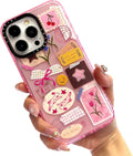 Cute Pink Art Collage Print Case for iPhone 17 Kawaii Cartoon Pattern Soft TPU by Merch Section