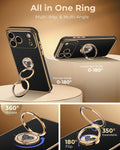 Heart Bling Luxury Case with Double Ring Kickstand for iPhone 17 Pro Black by Merch Section