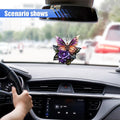 Butterfly Rearview Mirror Accessories - Cute Acrylic Hanging Charm, Flower Ornament Pendant for Car, Home Decoration, Keepsake, Christmas, Valentine's Day Gift (Purple&Pink)