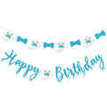 Vofrise Blue Halloween Birthday Banner Glitter Bow Tie Ghost Garland by Deal US