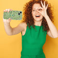 Case for iPhone 15,Liquid Silicone Cover with Cute Flower Branch Pattern