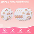 Ryzovo Boho Rainbow Party Supplies 62pcs Paper Plates Napkins Tablecloth by Deal US