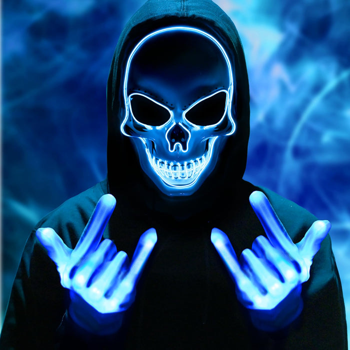 Waipfaru Halloween Scream Mask with Gloves Blue 2PCS Plastic by Deal US