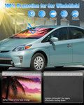 Sunset Beach Windshield Sun Shade for Toyota Prius Hatchback 2016-22 Foldable by Deal US
