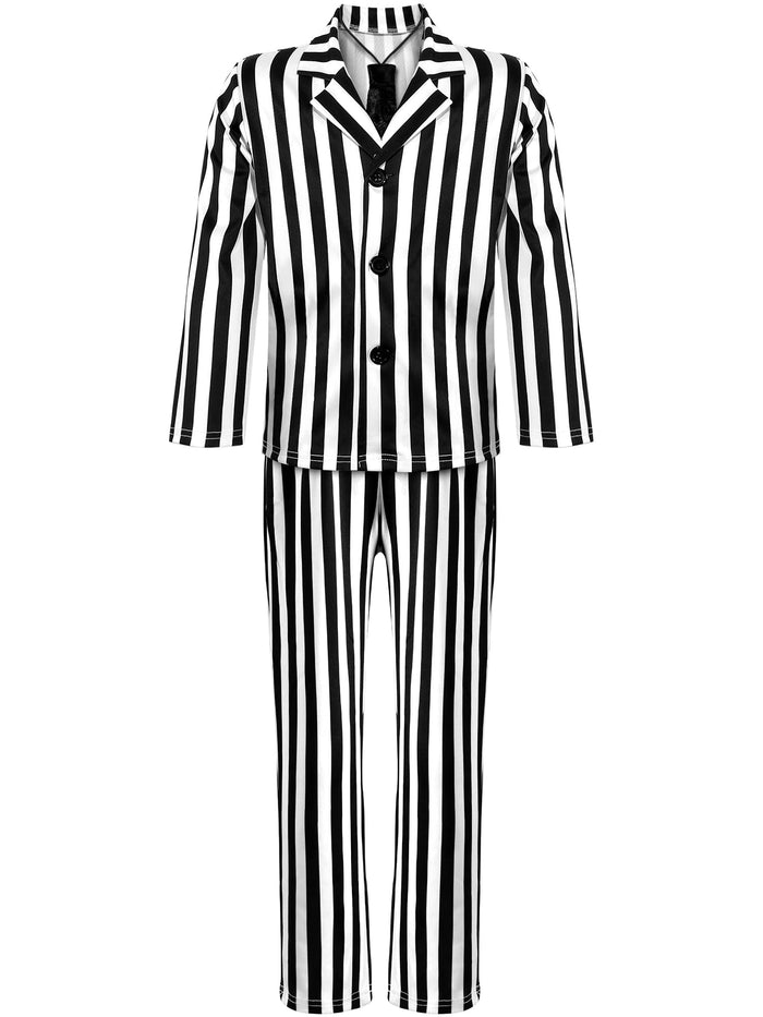 Haysandy Kids Halloween Black White Striped Suit Costume Size Large by Deal US