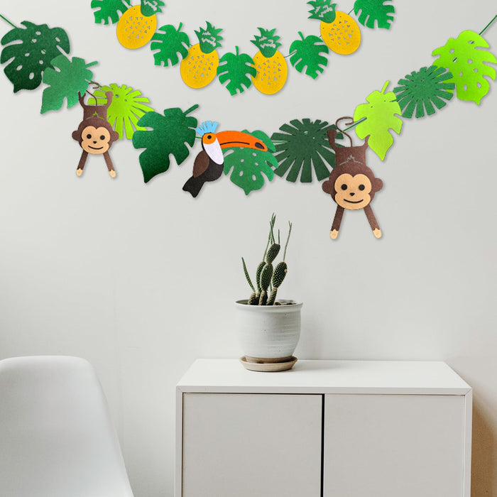 Leyhooney Christmas Jungle Felt Decor Set Tropical Toucan Monkey Palm Leaf by Deal US