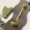 Jade Roller & Gua Sha Set — Cooling Firming Facial Sculpting Tool for Jawline &