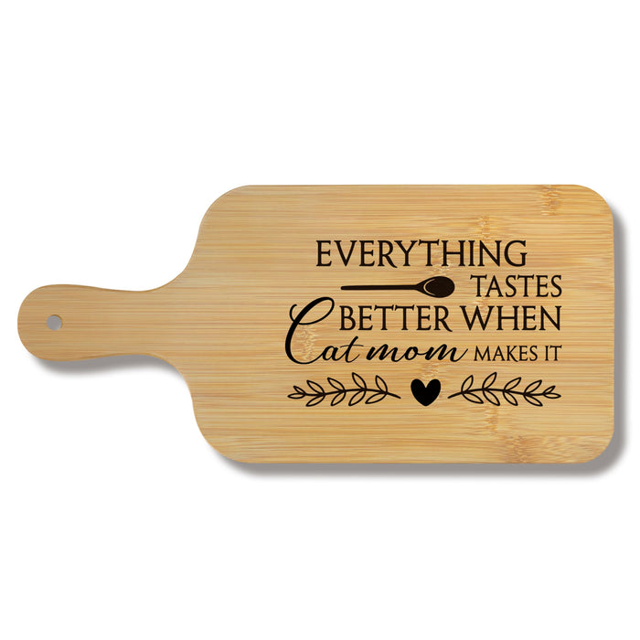 FONDCANYON Cat Mom 15x7 Cutting Board with Handle Kitchen Gift by Deal US