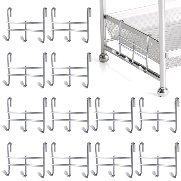 Dimeho 12pcs 3 Hook Wire Shelving Attachment Silver 3.74x3.27x1.38in by Deal US