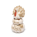 Hodao Thanksgiving Pumpkin Turkey Figurine 3 Stacked Pumpkins White Resin by Deal US