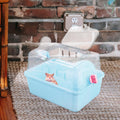 Totority Panoramic Sunroof Hamster Carrier Cage Sky-Blue Portable Plastic by Deal US