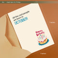 MOSSSH October Birthday Cards with Envelope Sticker Black Letter Print by Deal US