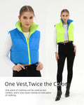 Xeoxarel Women's Reversible Puffer Cropped Vest Full Zip Sleeveless Green Blue M by Deal US