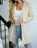 CiCiBird Women Long Fuzzy Knit Cardigan Sweater Open Front Beige Size XL by Deal US