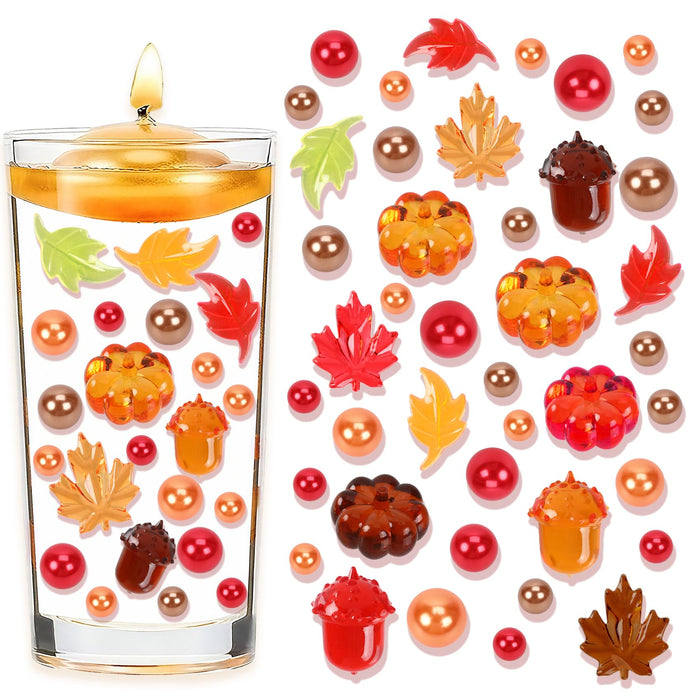 Chffcuh 130 PCS Thanksgiving Vase Fillers Fall Decor Acrylic Pumpkin Pearls by Deal US
