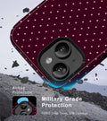 Cute Polka Dot Case for iPhone 13/14 Burgundy Summer Aesthetic Design by Merch Section