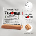 Afterprints Teacher Appreciation Acrylic Plaque with Wooden Base Thank You Gift by Deal US