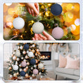 MiniInflat 12 Pc 4Inch Neutral Textured Christmas Ball Ornaments Cream Blue Pink by Deal US