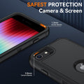 3-Layer Heavy Duty Full-Body Protective Case with HD Screen Protector for iPhone SE 2022/2020 4.7" Black by Merch Section