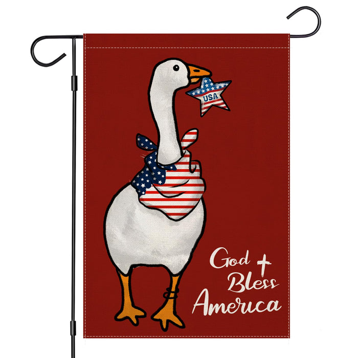 EKOREST Patriotic Garden Flag 12x18in Double Sided Funny Goose Red White Blue by Deal US