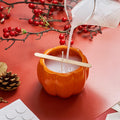 Sliner 2 Pcs 7oz Ceramic Pumpkin Jar Candle Holder Orange Fall Decor by Deal US