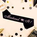 PYQWA Mastered It Graduation Sash Black Satin Rose Gold Foil Class of 2026 by Deal US