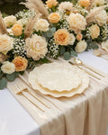 LIYH 24 Pcs Plastic Plates Reusable Scalloped Beige BPA Free 12 Guests by Deal US