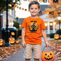 HELLO MEOW Halloween Boys T Shirt Orange Black Cat Size 4-5T by Deal US