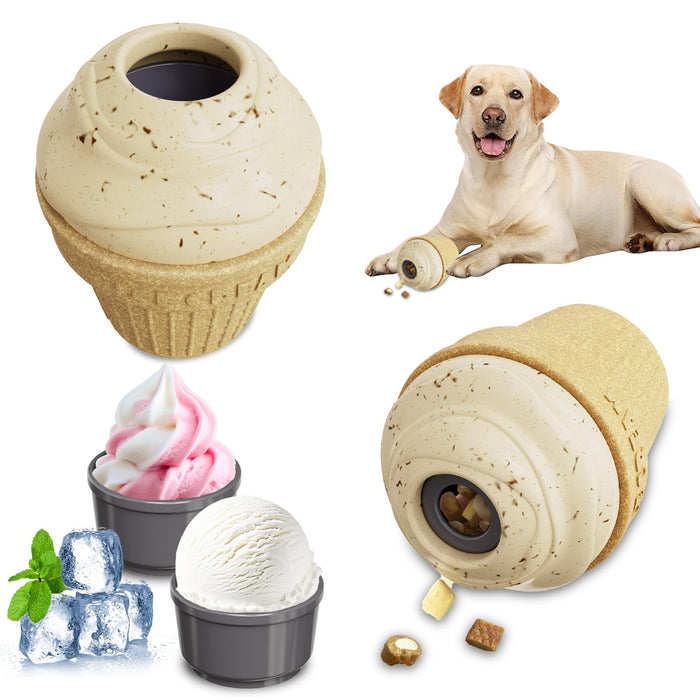 hwnguJ Durable Freezable Ice Cream Dog Toy for Aggressive Chewers by Deal US