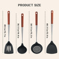 FJNATINH Silicone Spatula Turner Ladle Skimmer Set Stainless Steel Wood 4Pc by Deal US