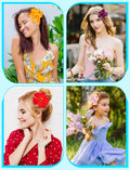 PCTCSHQ 12Pcs Hawaiian Flower Hair Clips for Women, Hibiscus Hair Clips Artificial Flower Hairpins Boho Hair Accessories for Women Girls Vacation Beach Party