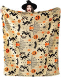 Generic Halloween Throw Blanket Witch Hat Spider Webs Cozy Flannel Multicolor by Deal US