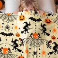 Generic Halloween Throw Blanket Witch Hat Spider Webs Cozy Flannel Multicolor by Deal US